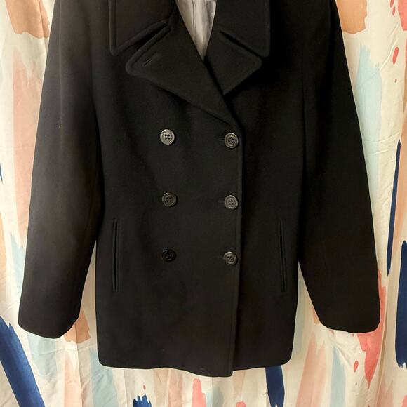 NWOT Calvin Klein Black Double Breasted Lined Wool Cashmere Peacoat Size 14 - Picture 3 of 11
